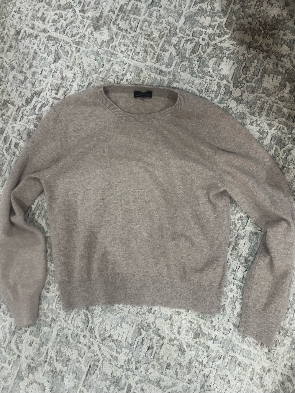 Quince Cozy Women’s Crewneck Cashmere Sweater in Taupe Size XL